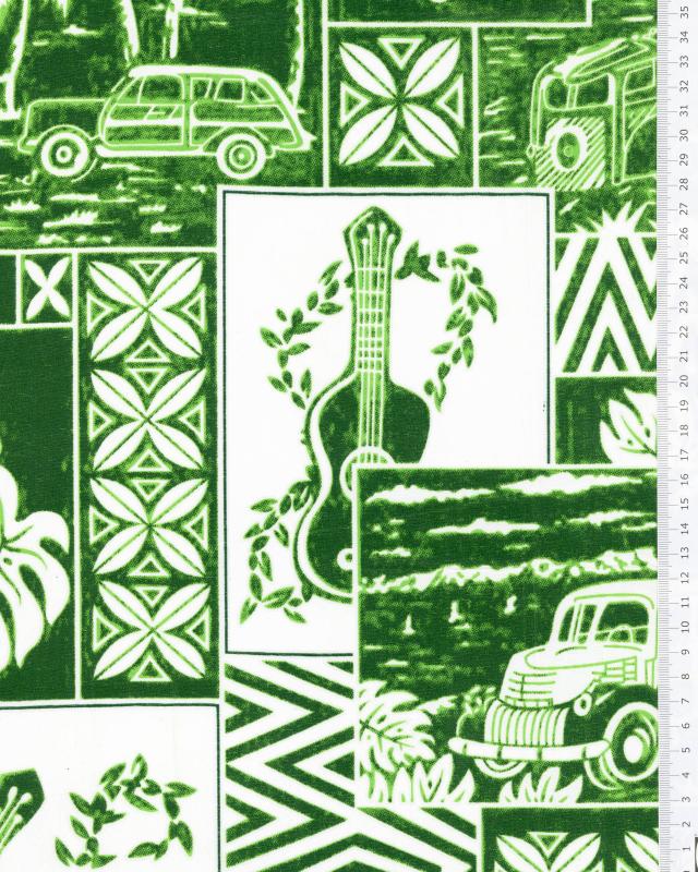 Polynesian fabric PEHE Green - Tissushop